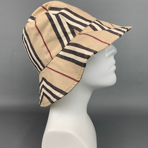 BURBERRY LONDON Beige Plaid Cotton Canvas Bucket Hats