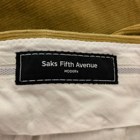 SAKS FIFTH AVENUE Size 40 Yellow Corduroy Notch Lapel Suit