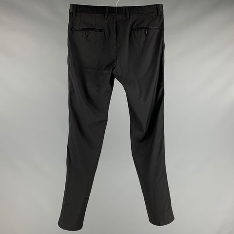 DOLCE & GABBANA Size 32 Black Wool Blend Tuxedo Dress Pants