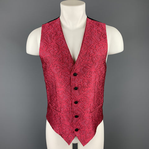 DOLCE & GABBANA Size 38 Raspberry Pink Brocade V Neck Vest