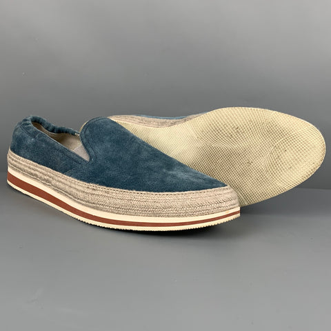 PRADA SPORT Size 9 Blue Grey Two Toned Suede Slip On Loafers