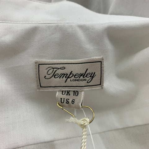 TEMPERLEY Size 6 White Poplin Cotton Lace Trim Nicolette Blouse