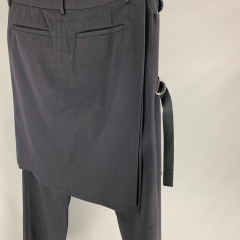 DRIES VAN NOTEN Size 34 Navy Twill Wool Cotton Casual Pants