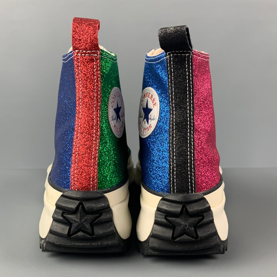 CONVERSE x JW ANDERSON Taille 9 Baskets montantes à paillettes bleu vert rouge