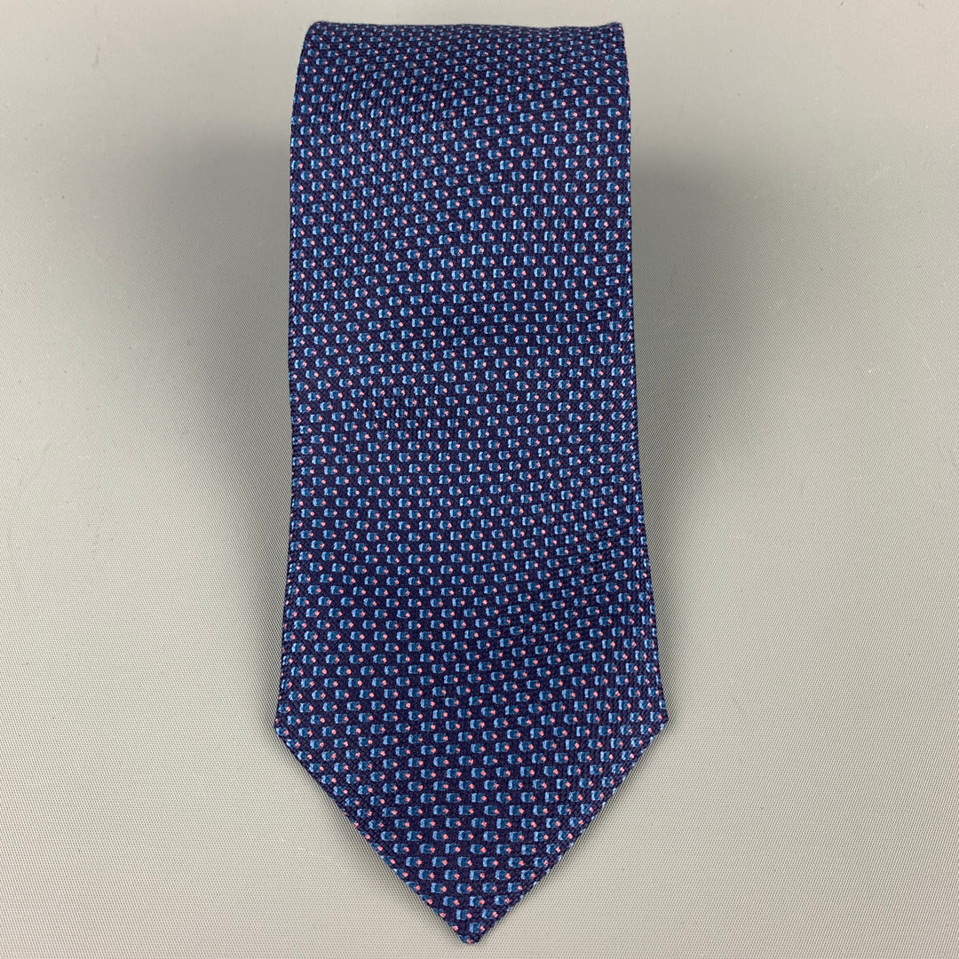 ERMENEGILDO ZEGNA Navy & Blue Dots Silk Tie