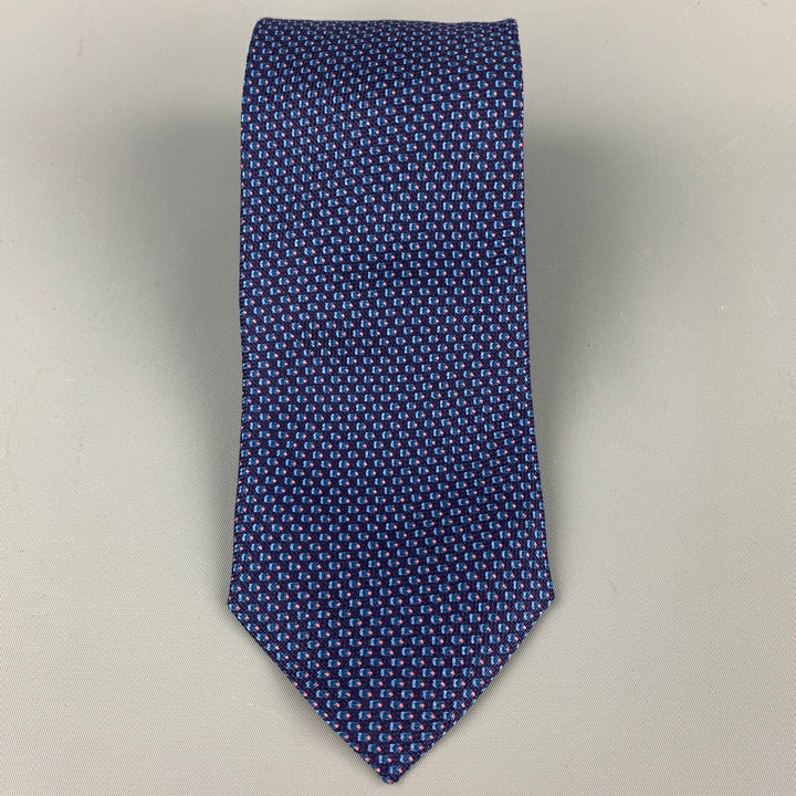 ERMENEGILDO ZEGNA Navy & Blue Dots Silk Tie