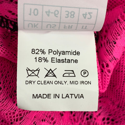 NATSHA ZINKO Size 6 Pink Black Polyamide Lace Body Suit Dress Top