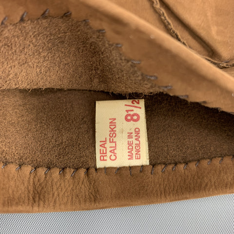 PICKETT Size 8.5 Brown Suede Calf Gloves