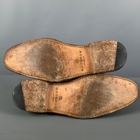 GRENSON Talla 9 Zapatos con cordones de cuero perforado negro