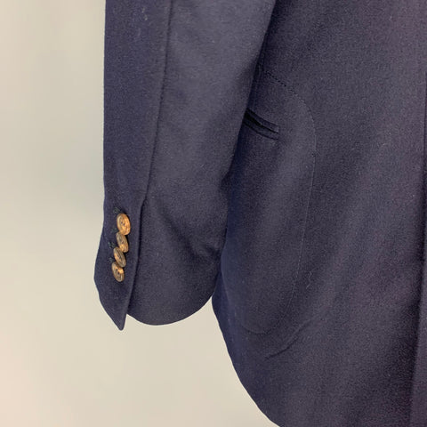 BRUNELLO CUCINELLI Size M Navy Wool Cashmere Zip & Buttons Coat