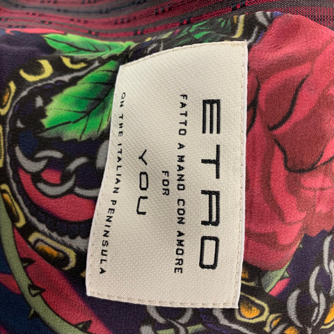 ETRO Size 38 Burgundy Stripe Cotton Silk Notch Lapel Suit