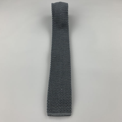 CHARVET Teal Grey Textured Silk Knit Tie