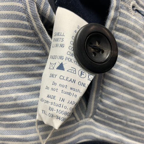45rpm Size XL Navy Moleskin Cotton Notch Lapel Coat