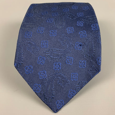 ETRO Navy Black Abstract Floral Silk Tie