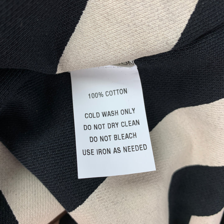MARC JACOBS Size XS Black Cream Cotton Logo Hooded Jacket