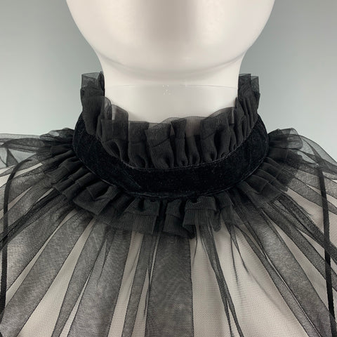 ALICE + OLIVIA Size S Black Nylon See Through High Collar Blouse