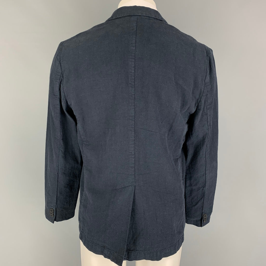FOLK Size M Navy Linen Cotton Notch Lapel Sport Coat
