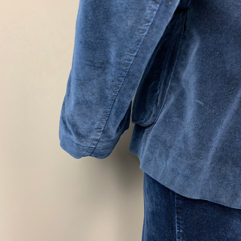 DRIES VAN NOTEN Taille 40 Ensemble col Nehru en coton bleu avec poche plaquée