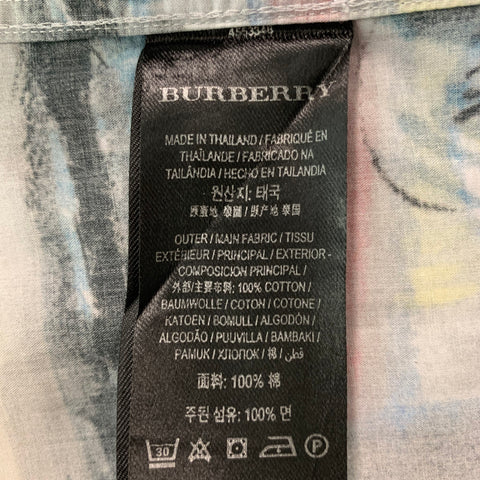 BURBERRY LONDON Size L Multi-Color Abstract Cotton Button Down Long Sleeve Shirt