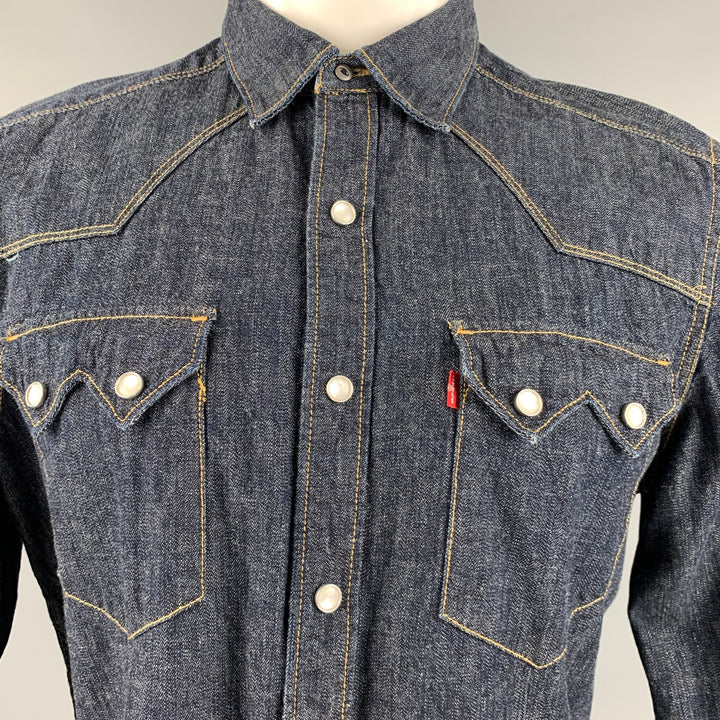 LEVI STRAUSS Size M Navy Contrast Stitch Cotton Western Long Sleeve Shirt