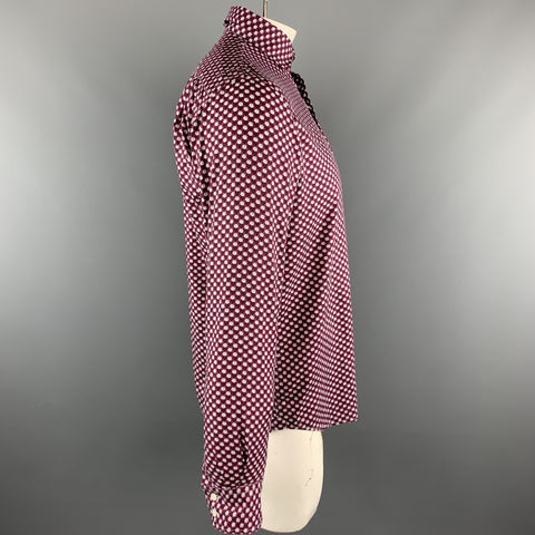 HARTFORD Size M Burgundy & White Floral Cotton Button Up Long Sleeve Shirt