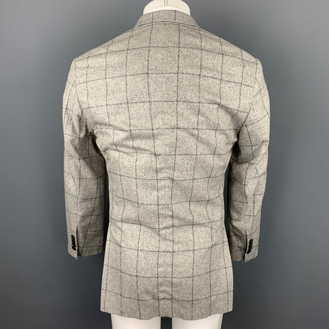 PAUL SMITH The Westbourne Size 40 Regular Grey Window Pane Silk Notch Lapel Sport Coat