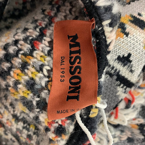 MISSONI Size 4 Multi-Color Wool Blend Knitted Oversized Hooded Coat