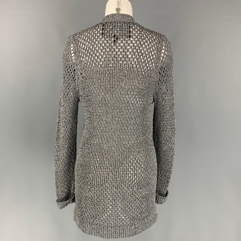 MARC JACOBS 2018 Size M Silver Nylon Metallic Knitted Cardigan