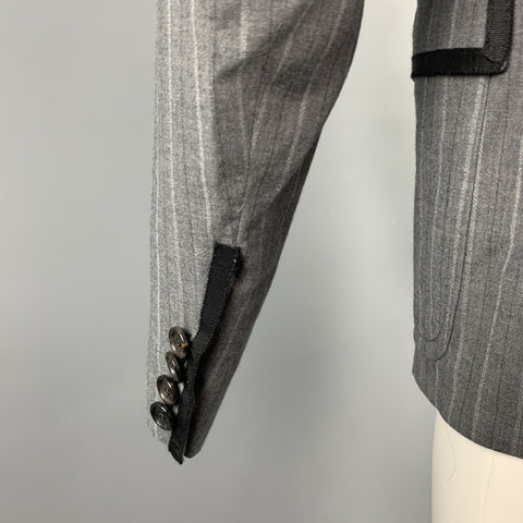 BAND OF OUTSIDERS Size 36 Grey Stripe Wool Notch Lapel Sport Coat