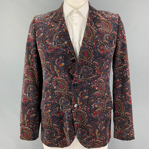AGNÈS B. Abrigo sport con solapa de muesca en terciopelo de algodón paisley multicolor talla 44