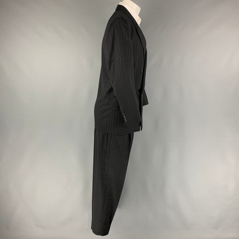 MATSUDA Talla S Traje Cruzado Lana Rayas Negro 30 29