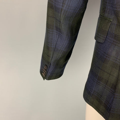 PAUL SMITH Size 38 Black Green Navy Blackwatch Plaid Sport Coat