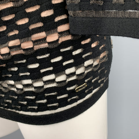 ESCADA Taille S Pull rayé noir doublé en maille