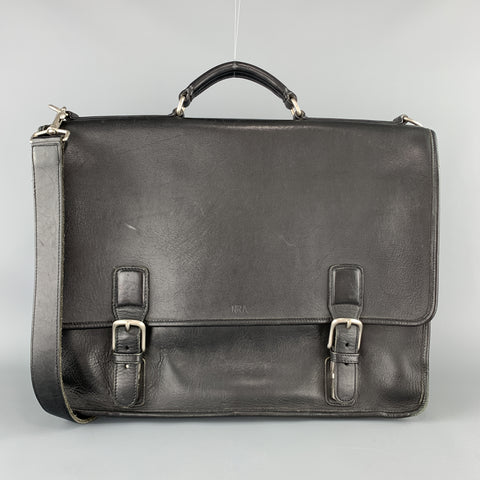COACH Black Leather Shoulder Strap Double Closure Briefcase