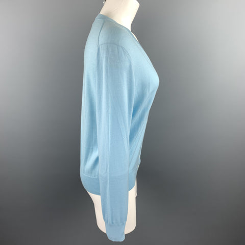 TSE Size M Light Blue Knitted Wool Buttoned Cardigan