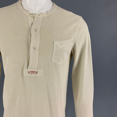 RRL by RALPH LAUREN Size S Beige Textured Cotton Henley Long Sleeve Shirt