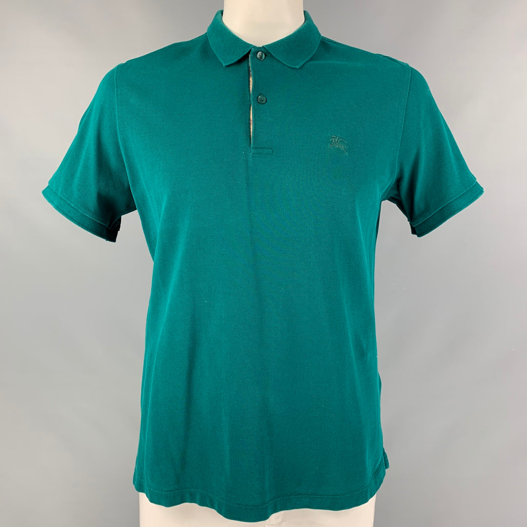 BURBERRY BRIT Size XL Green Solid Cotton Polo