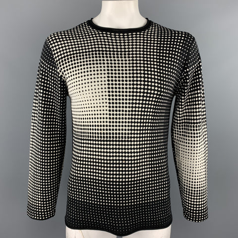 ARMANI COLLEZIONI Size L Black & White Geometric Silk / Viscose Pullover