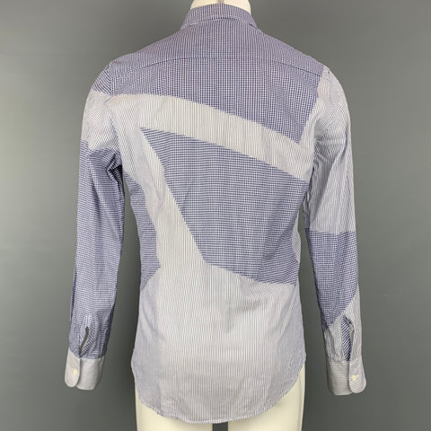 ALEXANDER MCQUEEN Size M Blue & White Cotton Checkered Button Up Long Sleeve Shirt