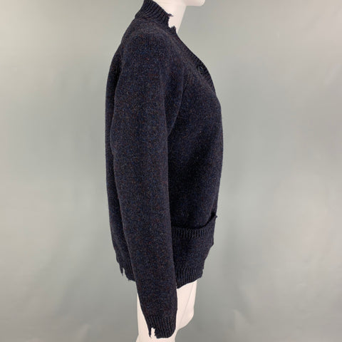 MAISON MARGIELA Size S Navy Knitted Lana Wool Cardigan