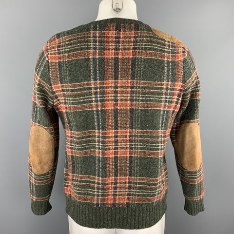 RALPH LAUREN Purple Label Size S Olive Plaid Wool Sweater