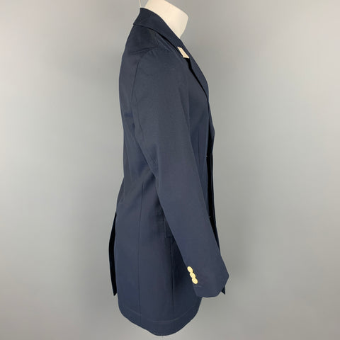 MARC JACOBS Size 36 Navy Wool / Cotton Notch Lapel Coat