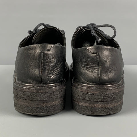 MARSELL Size 6 Black Leather Platform Lace Up Shoes