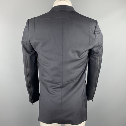 GIVENCHY Size 38 Black on Black Stripe Wool Notch Lapel Sport Coat