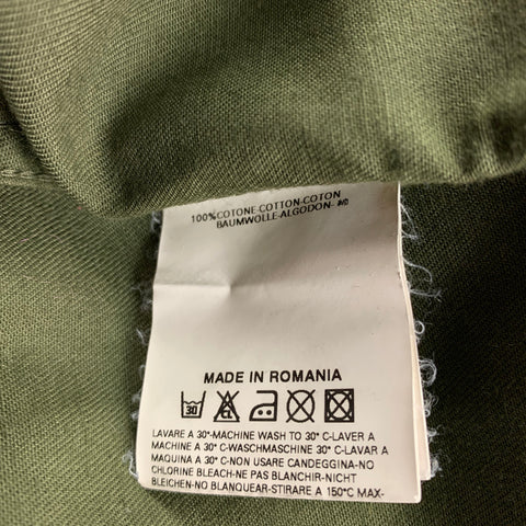 DSQUARED2 Size S Olive Stitched Cotton Wire Trim Button Up Long Sleeve Shirt