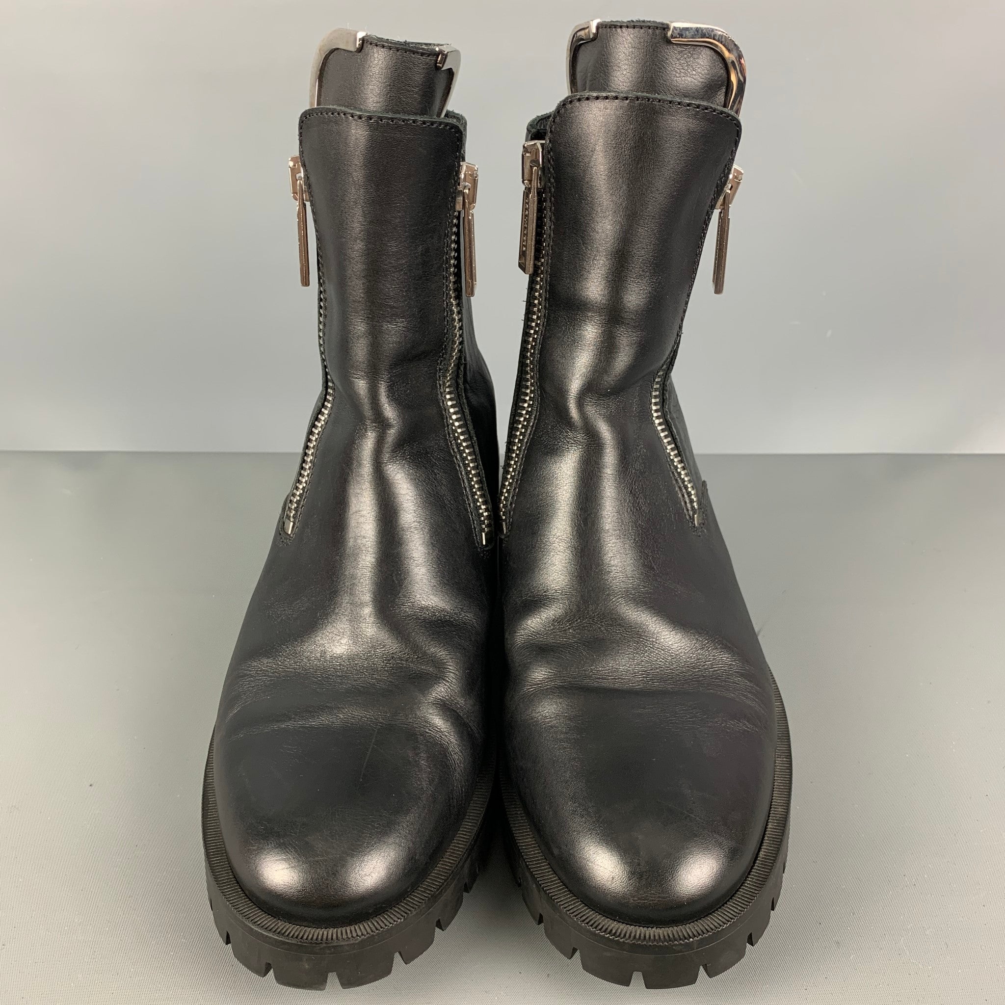 DSQUARED2 Size 11 Black Leather Double Zipper Boots – Sui Generis