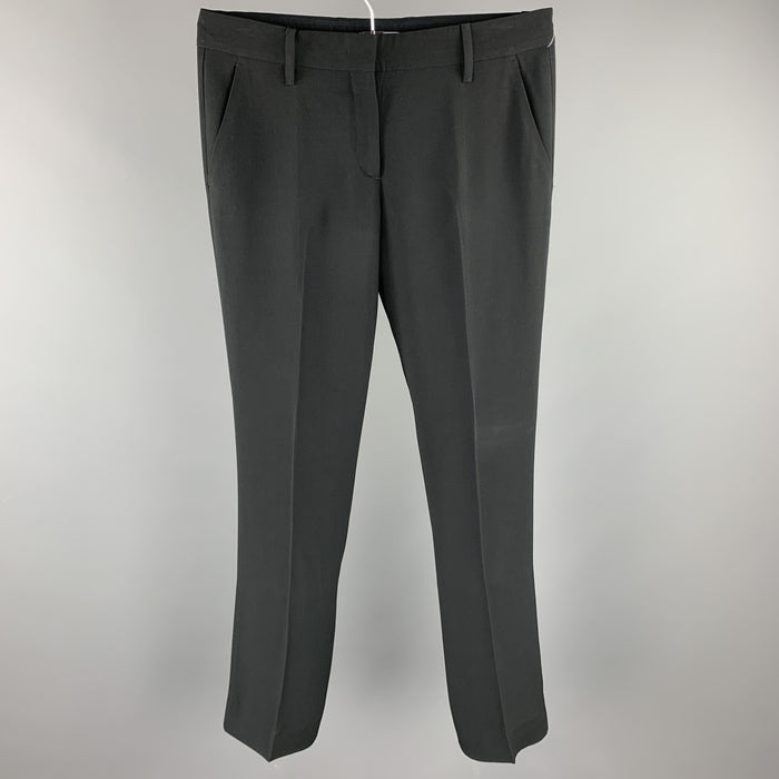PRADA Size 6 Black Crepe Straight Leg Dress Pants