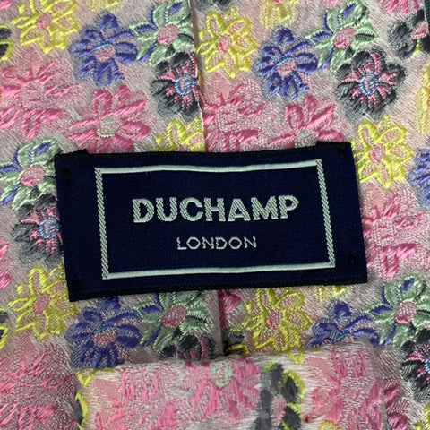 DUCHAMP Pink Multi-Color Floral Silk Tie