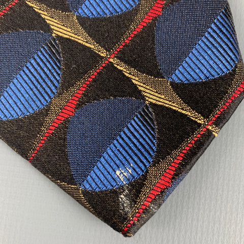 PRADA Black Multi-Color Abstract Silk Jacquard Tie