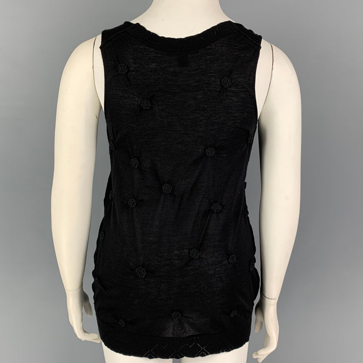 LOUIS VUITTON Size L Black Aplique Sleeveless Casual Top